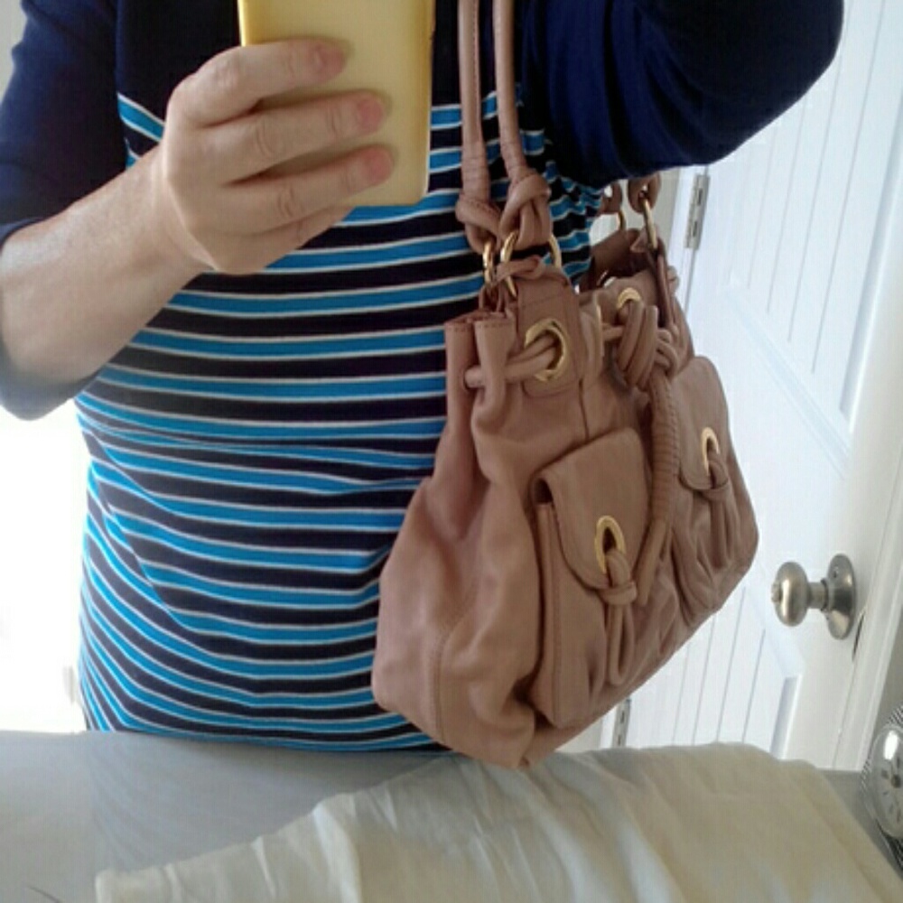 Michael Kors Blush Tan Soft Leather Knot Shoulder Tote - Picture 8 of 16